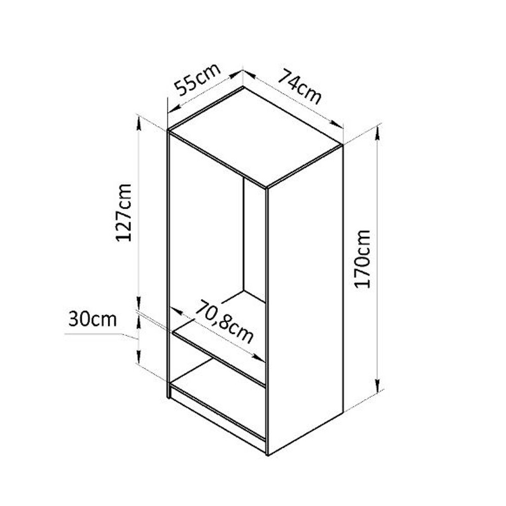 Шкаф для одежды, 74х55х175, Марм, распашной, в прихожую, со штангой, бежевый, Dipriz