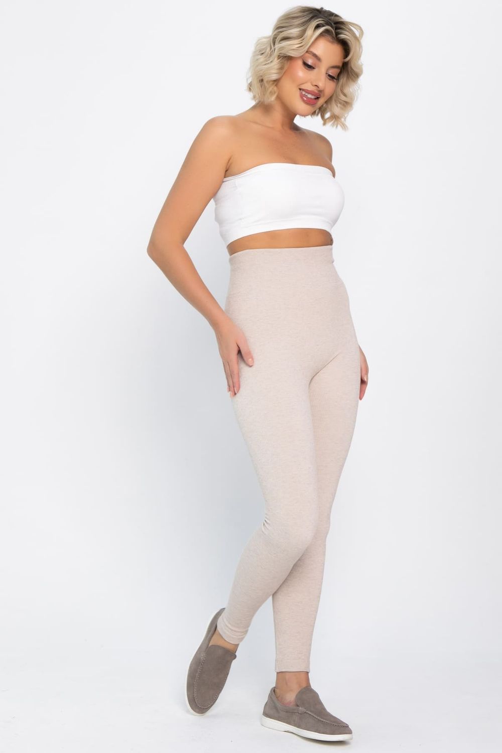 Лосины в рубчик утепленные НЬЮ (бежевые) Б14974-7М LT Collection