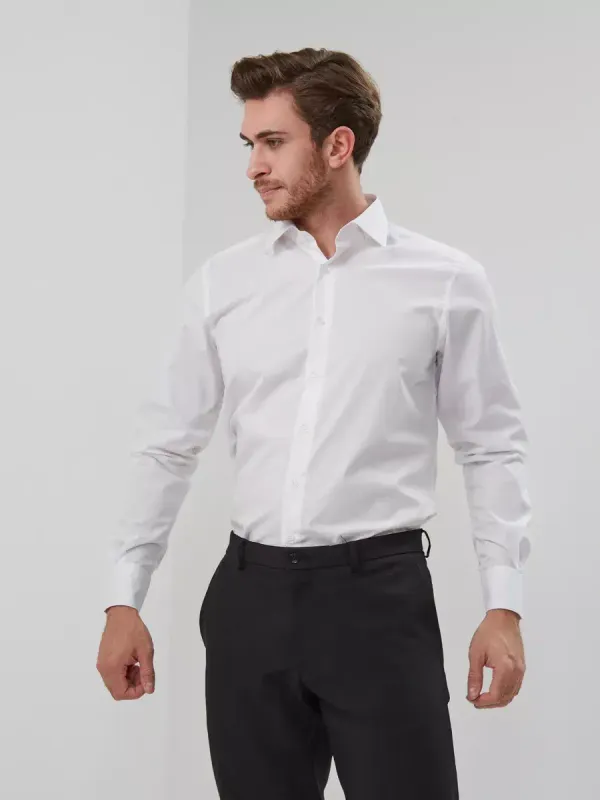 Рубашка на невысокий рост LOW SLIM FIT с длинным рукавом, белая