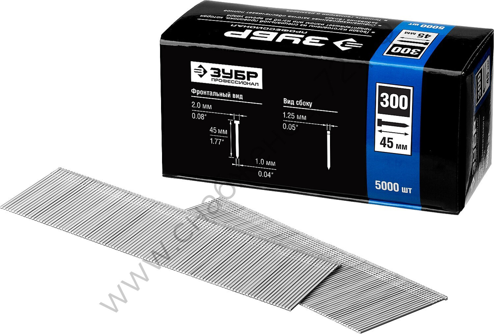 ЗУБР тип 18GA (47 / 300 / F) 45 мм, 5000 шт, гвозди для нейлера (31830-45)