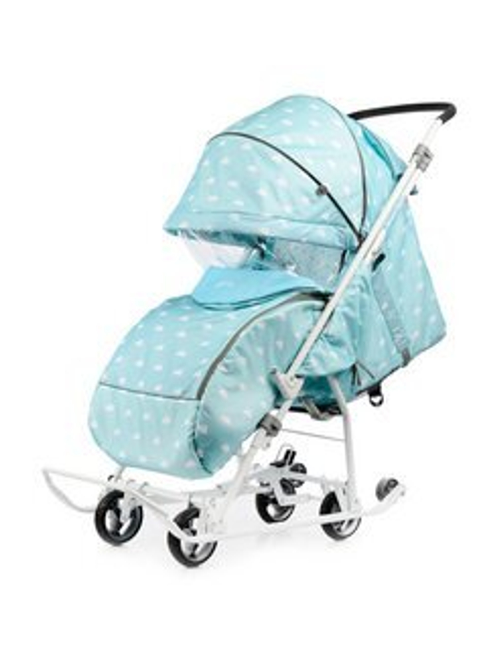 Коляска комбинированная (санки - коляска) «Наши детки 3-1К» с облачками голубой (арт. НДТ3-1К/2)