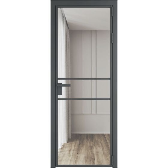 Алюминиевая дверь 2AG серая ночь остеклённая