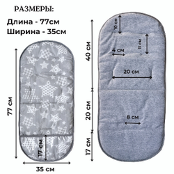 Матрасик в коляску с подножкой из ПВХ пленки серые звезды