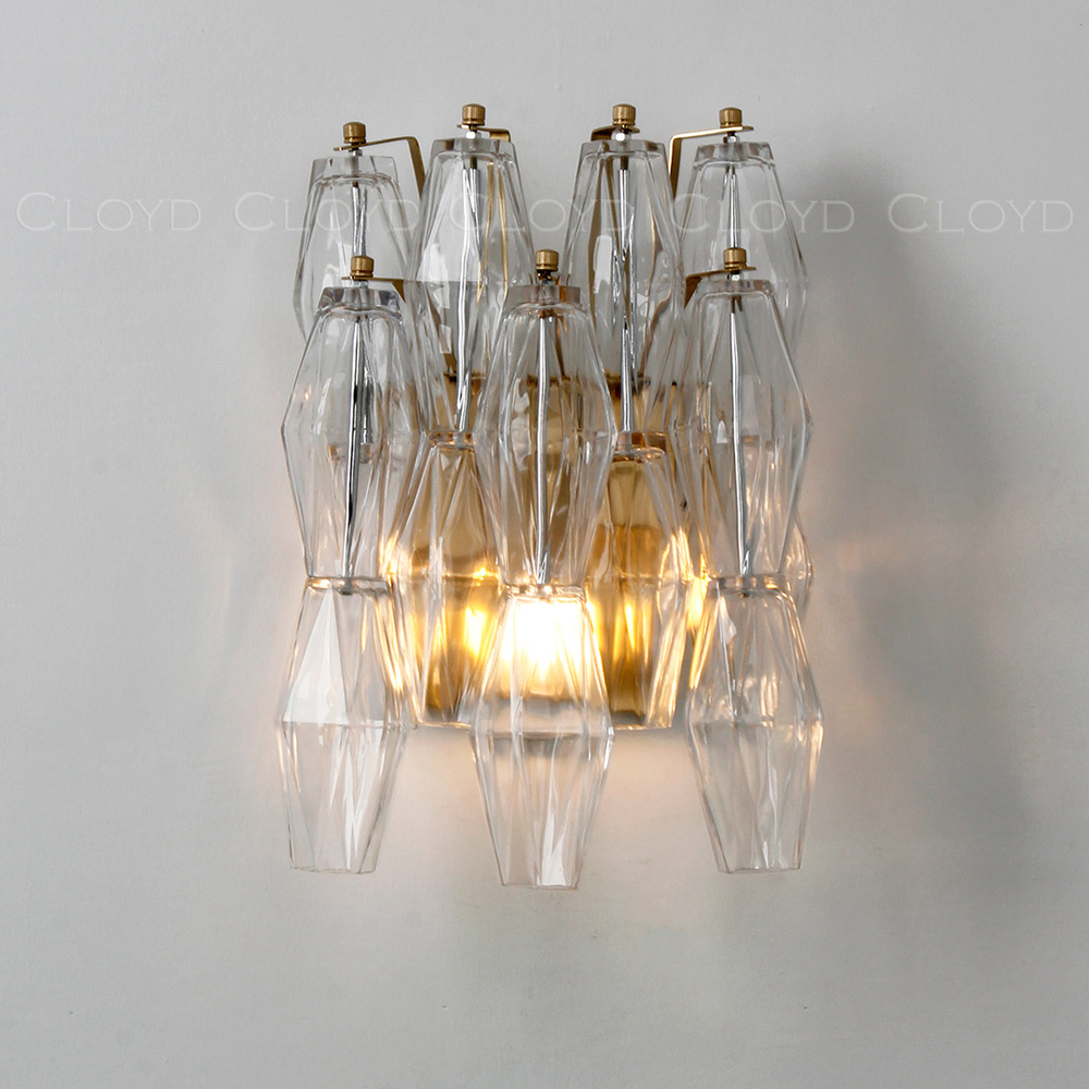 Бра Cloyd CALCUTTA W1 / выс. 37 см - латунь - прозрачн.стекло (арт.20485)