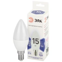 Лампа светодиодная ЭРА STD LED B35-15W-860-E14 15Вт свеча холодный дневной свет Е14 | Лампы cветодиодные Свеча (B/C)