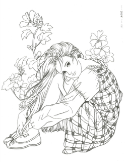 Poetry and girl. Coloring book