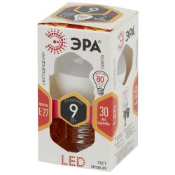 Лампа светодиодная ЭРА STD LED P45-9W-827-E27 E27 / Е27 9Вт шар теплый белый свет | Лампы cветодиодные Шар (G/P)