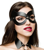 Черная открытая маска с ушками кошки (Цвет: черный)