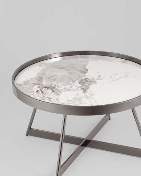 Журнальный столик Гера 80*80 см сталь тёмный хром