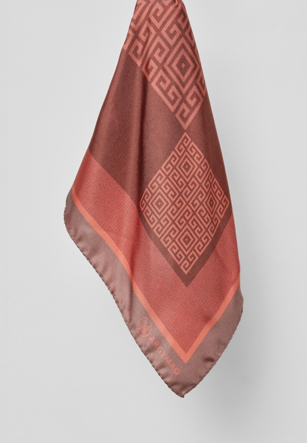 Шелковый платок "Орнамент3" PINK/BROWN 45x45