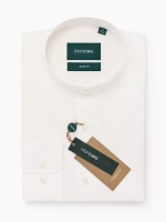 Рубашка с воротником-стойкой SLIM FIT с длинным рукавом, молочная