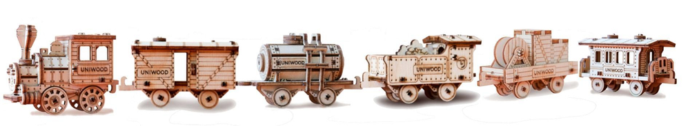Деревянный конструктор UNIWOOD Набор "Поезд"