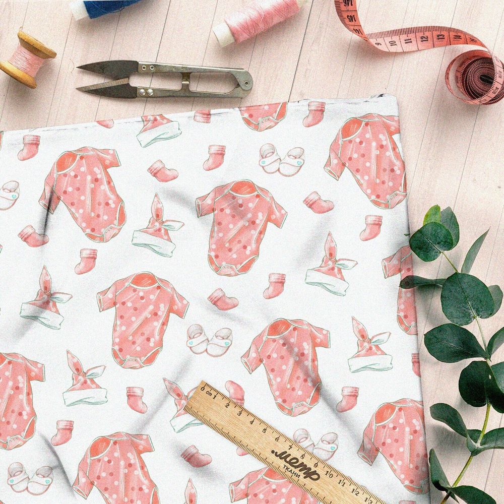 Ткань поплин розовая детская одежда