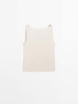 Massimo Dutti Топ без рукавов с драпированным вырезом, дымчатый