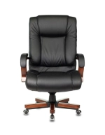 Кресло руководителя Бюрократ T-9925WALNUT/BLACK черный кожа крестовина дерево