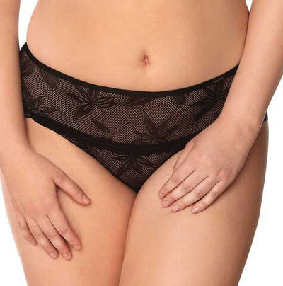 Трусики-шорты из сетки с цветочным рисунком (Размер: M) (Цвет: черный)