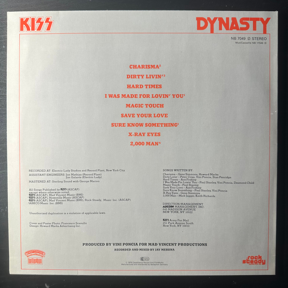 Kiss ‎– Dynasty (Германия 1979г.)