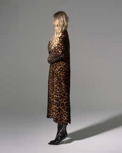 Дубленка леопард двусторонняя без пояса