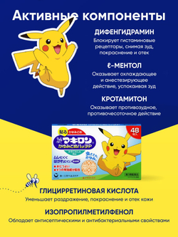 Пластырь Makiron Itch Relief Patch 48шт. Подавляет зуд от укусов насекомых и предотвращает расчесывание.