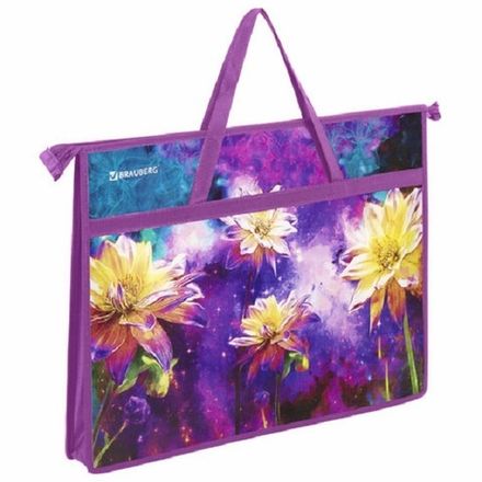 Папка с ручками А3, Brauberg, Flowers, пластик
