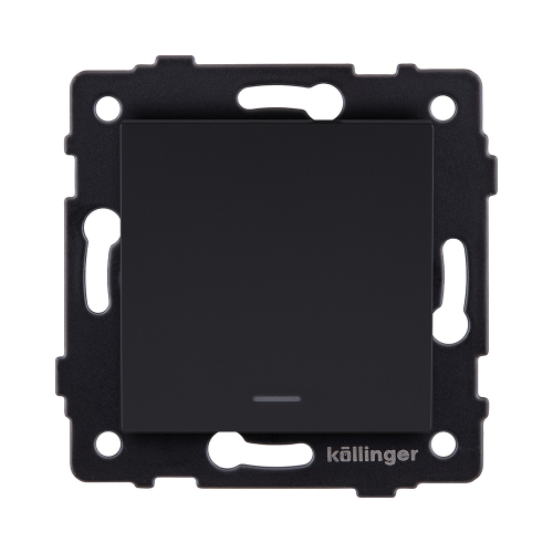 Выключатель 1-клавишный 10А/250В с LED подсветкой, черный матовый Kollinger REA-S-002BM для Aspekt, Eleganz, Reflex