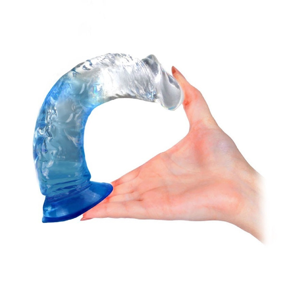 Фаллоимитатор реалистичный на присоске синий 18,5 см