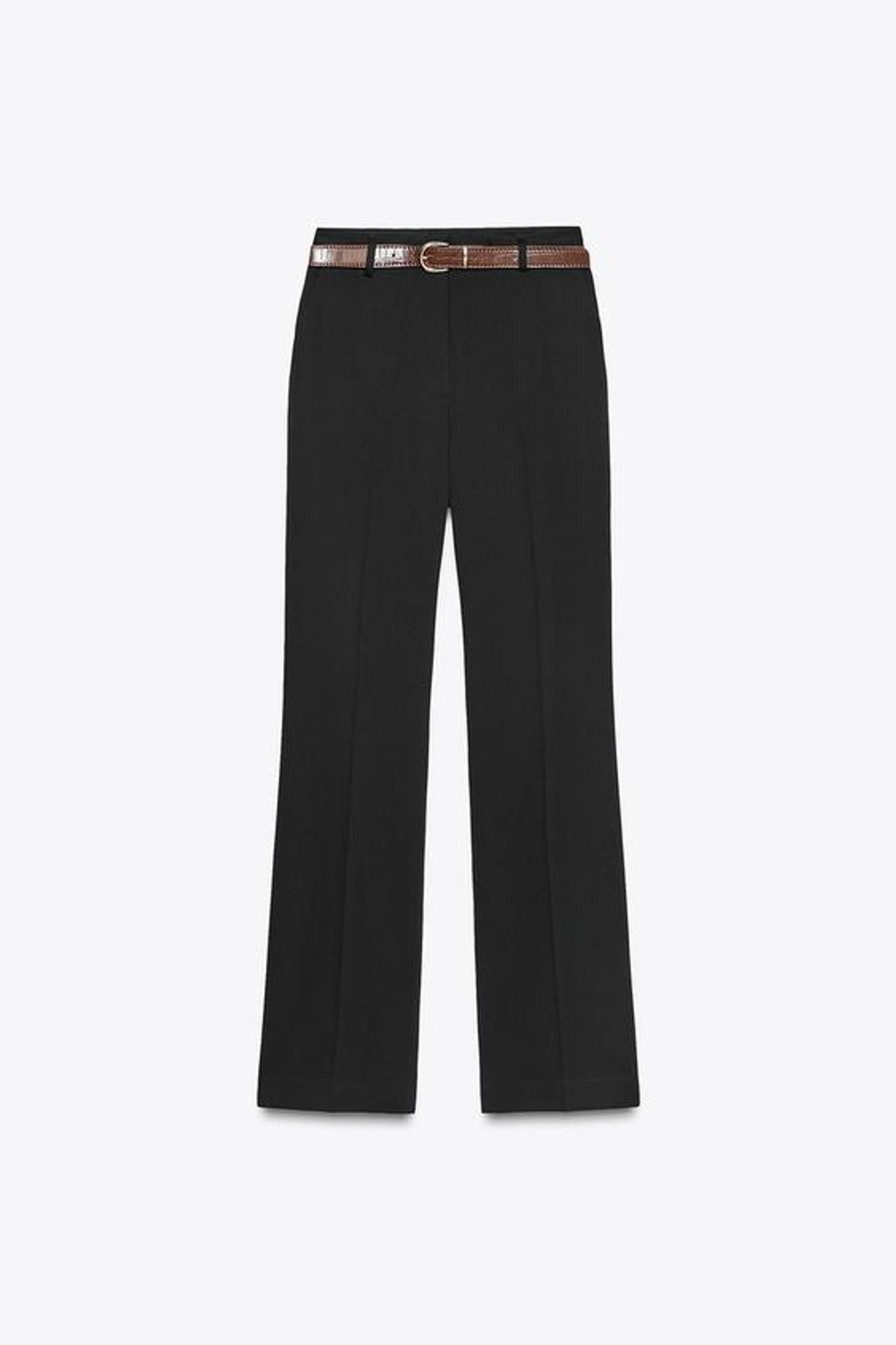 ZARA ПРЯМЫЕ БРЮКИ С РЕМНЕМ, ЧЕРНЫЙ