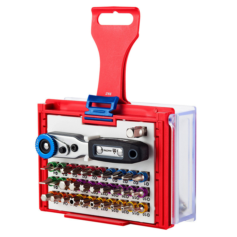 МАСТАК (058-10033C) Набор вставок (бит) 1/4", TORX, HEX, Pozidriv, Phillips, Slotted, 33 предмета