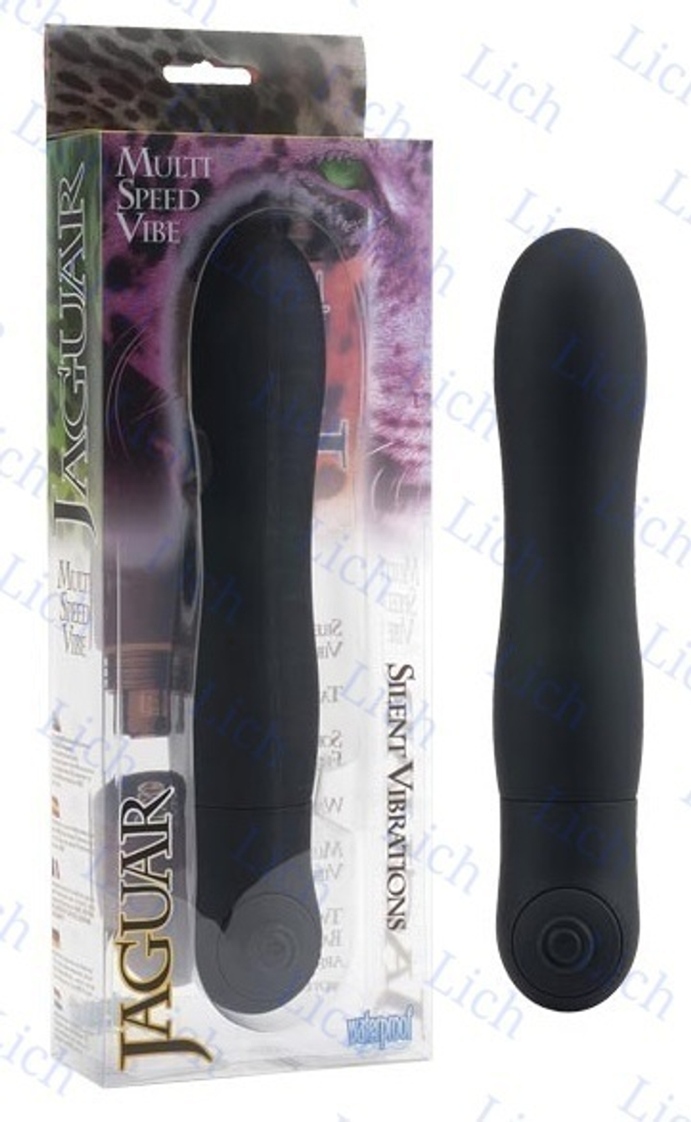 Черный водонепроницаемый вибромассажер Jaguar