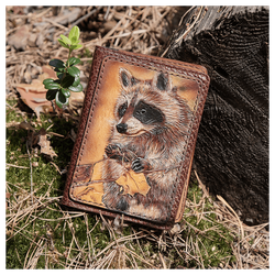 Кожаная обложка на паспорт «Енотик»