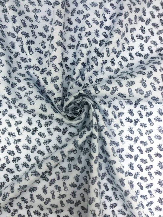 Батист принт, ананас синий на белом BST2513D04C1