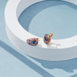 Серьги c Танзанитом, Розовыми и Голубыми Сапфирами, E0072-3/24