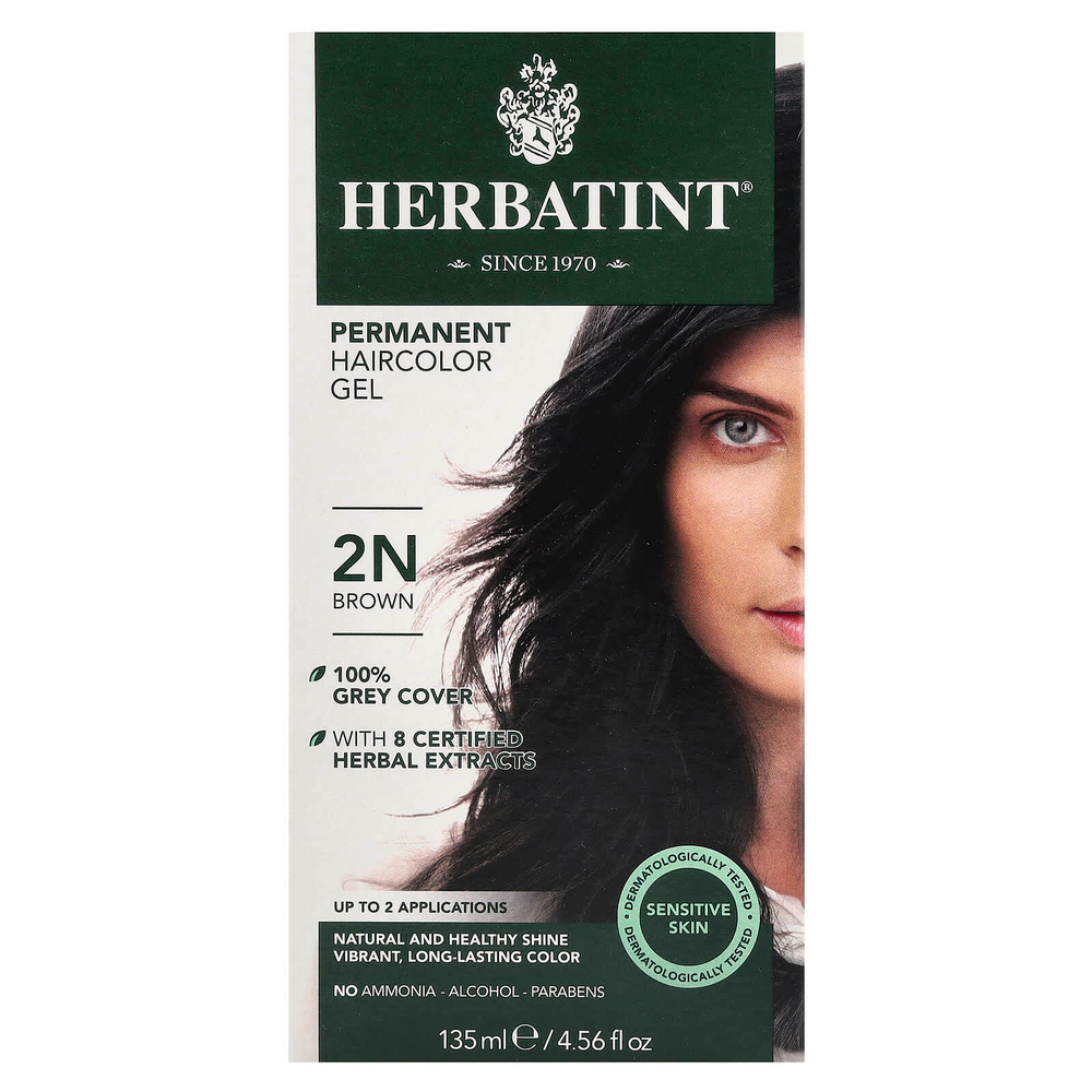 Herbatint, перманентная гель-краска для волос, 2N, коричневый, 135 мл (4,56 жидк. унций)