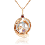 Подвеска «Парад планет» из комбинированного золота с миксом камней