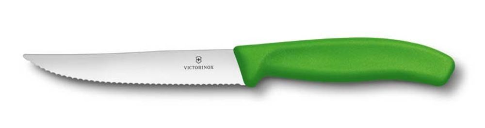 Нож для стейка и пиццы SwissClassic Gourmet 12 см зелёный с серейторной заточкой VICTORINOX 6.7936.12L4