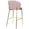 Барный стул Coral, 76 см, розовый велюр с золотыми ножками
