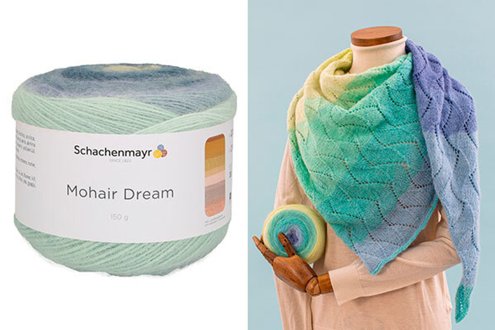 Пряжа "Mohair Dream" 00090 Голубой/зеленый/коричневый/фиолетовый/фуксия