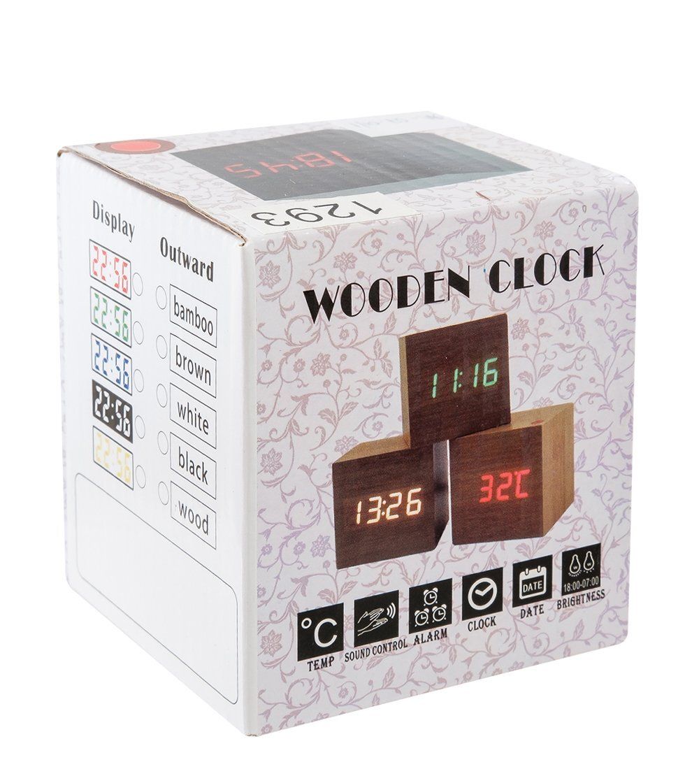 ЯЛ-07-01/ 1 Часы электронные мал. (коричневое дерево с красной подсветкой)