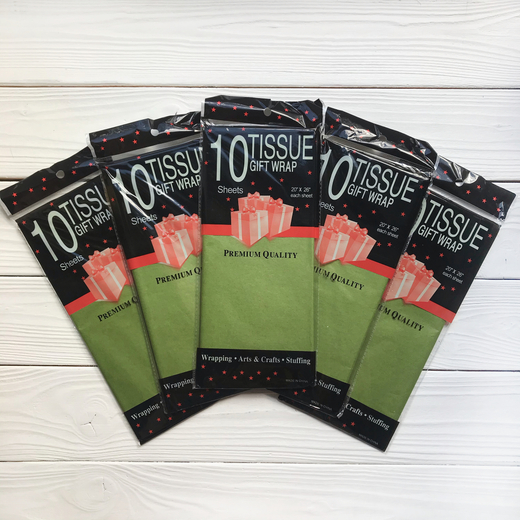 Бумага тишью 50 х 66 см (10 листов), оливковая