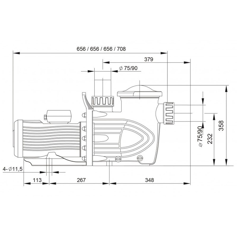 Насос PPA50-200 с префильтром 29,1м³/час(10м), 3ф/380В, 1,9/1,5 кВт
