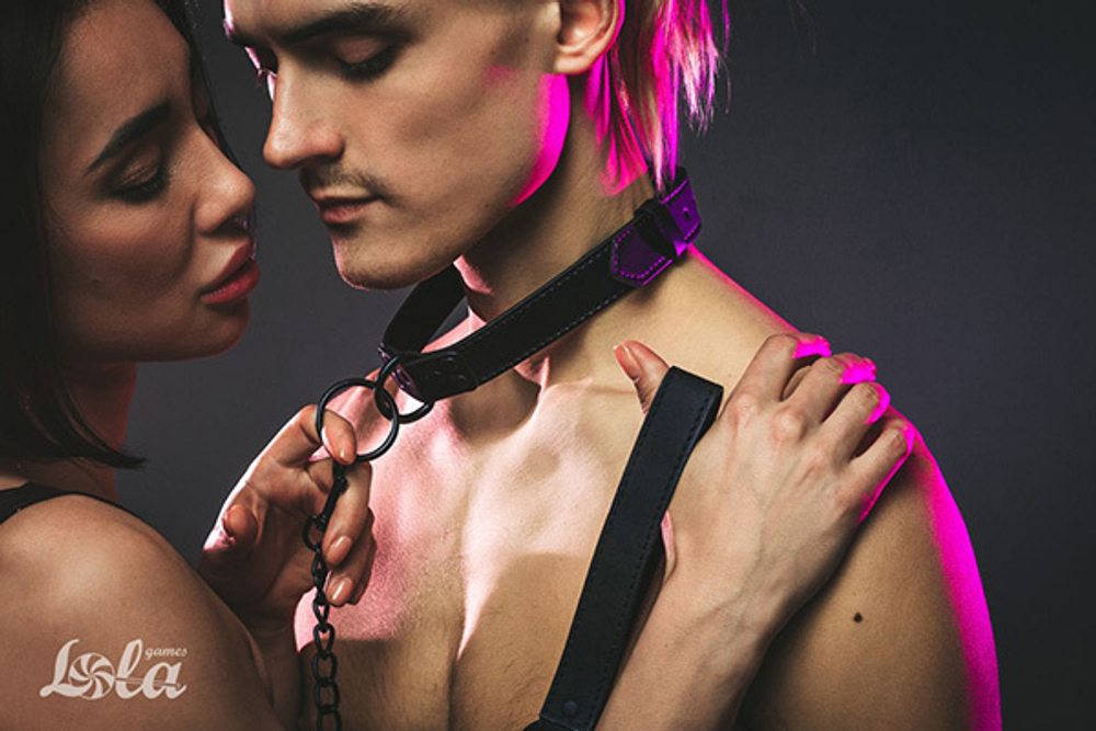 Черный ошейник 58,5см с поводком Lola Games Party Hard Sin 1086-01lola