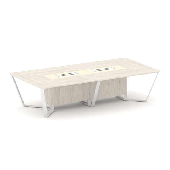 Steel Meet Стол переговорный прямоугольный KMK-PR.B.SP-12 Денвер Светлый/Ваниль Глянец/Металл Белый