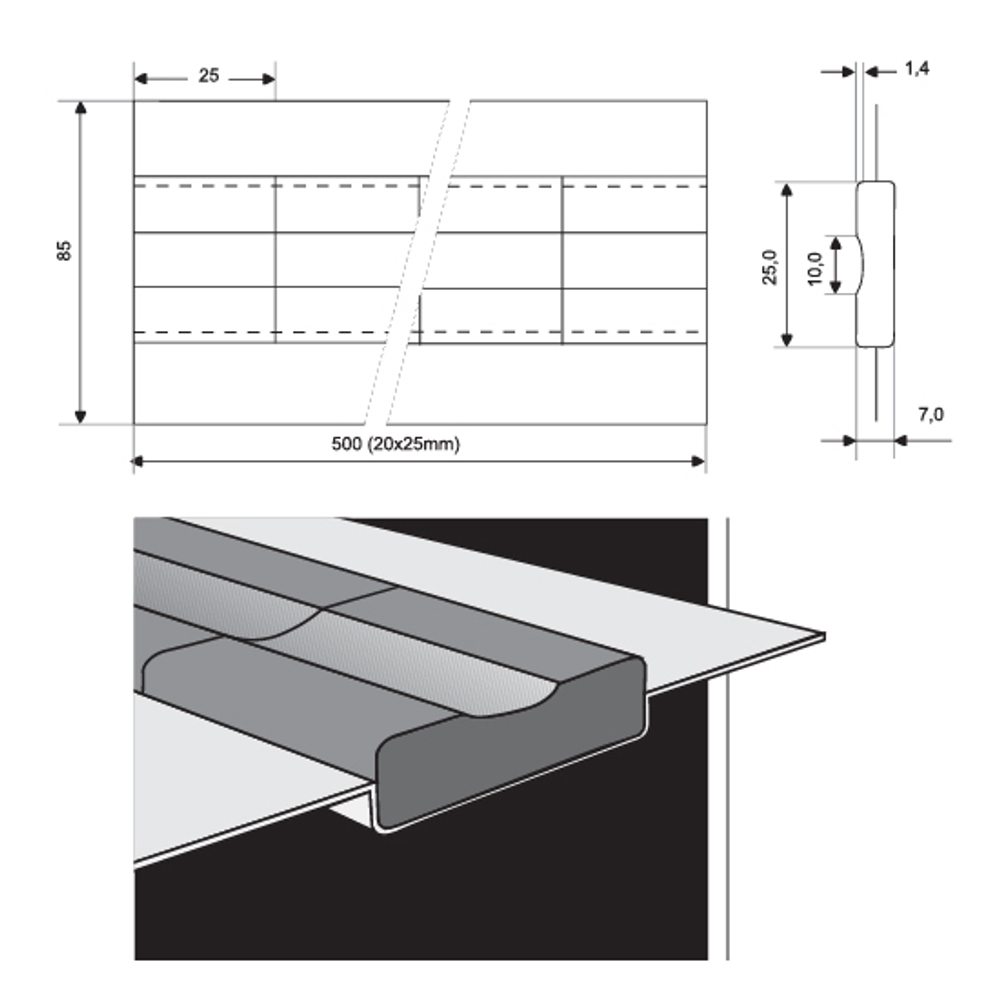Керамическая подкладка PZ 1500/72 Grey,Tape,Concave