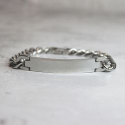 Стальной мужской браслет с гравировкой на заказ