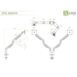 ErgoFount DFS-202DVG Настольное крепление для 2 мониторов диагональю до 24'' с шарнирными двухколенными вылетами, газово-пружинными амортизаторами и струбциной к столу типа "G". Цвет - серебристый