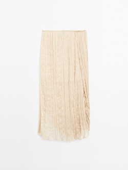 Massimo Dutti Юбка-плиссе с ярусами - Limited Edition, ваниль