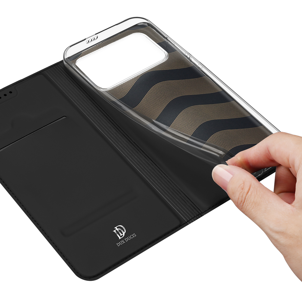 Чехол книжка из PU кожи черного цвета для Xiaomi Poco F8 Ultra и Redmi K90 Pro Max, серия Skin Pro Series от Dux Ducis
