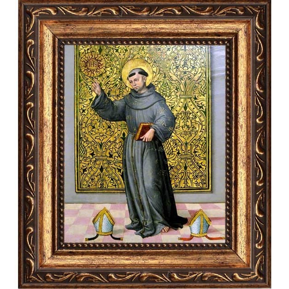 Святой Бернардин Сиенский. Икона на холсте.