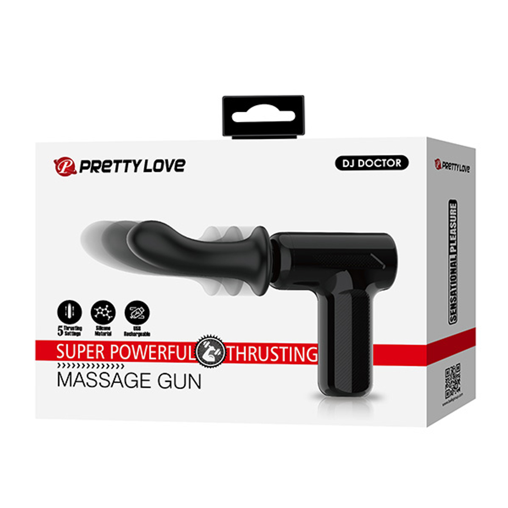 Вибромассажёр с поступательными движениями Pretty Love DJ Doctor Thrusting Super Powerful Gun Massage Black BW-055029