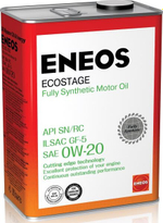 Масло моторное ENEOS Ecostage, синтетическое, 0W-20, SN, 4 л